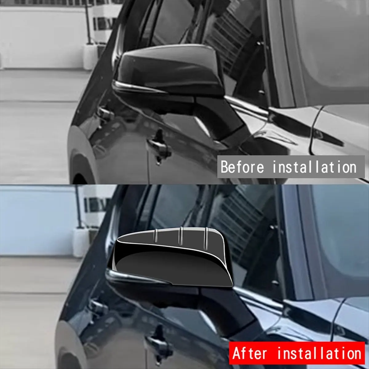 NCSMT Car Side Rearview Mirror Cover Door Mirror Shell Trim Sticker for Toyota Grand Highlander 2024 Glossy Black