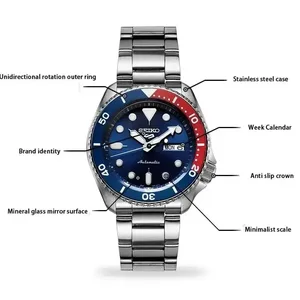 Original seiko relógio 5 série esportiva automático à prova dwaterproof água banda de aço redondo rotativo quartzo clássico moda relógios pulso 10 principais vendas relogio seiko 5 automatic - №4