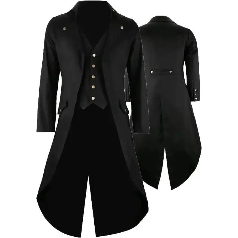 Men's Steampunk Vintage Tuxedo Jacket Gothic Dress Jacket Uniform