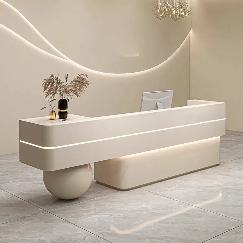 

Clothing Store Reception Desks Clinic Luxury Beige Cashier Modern Reception Desks Beauty Salon Rezeption Theke Office Furniture