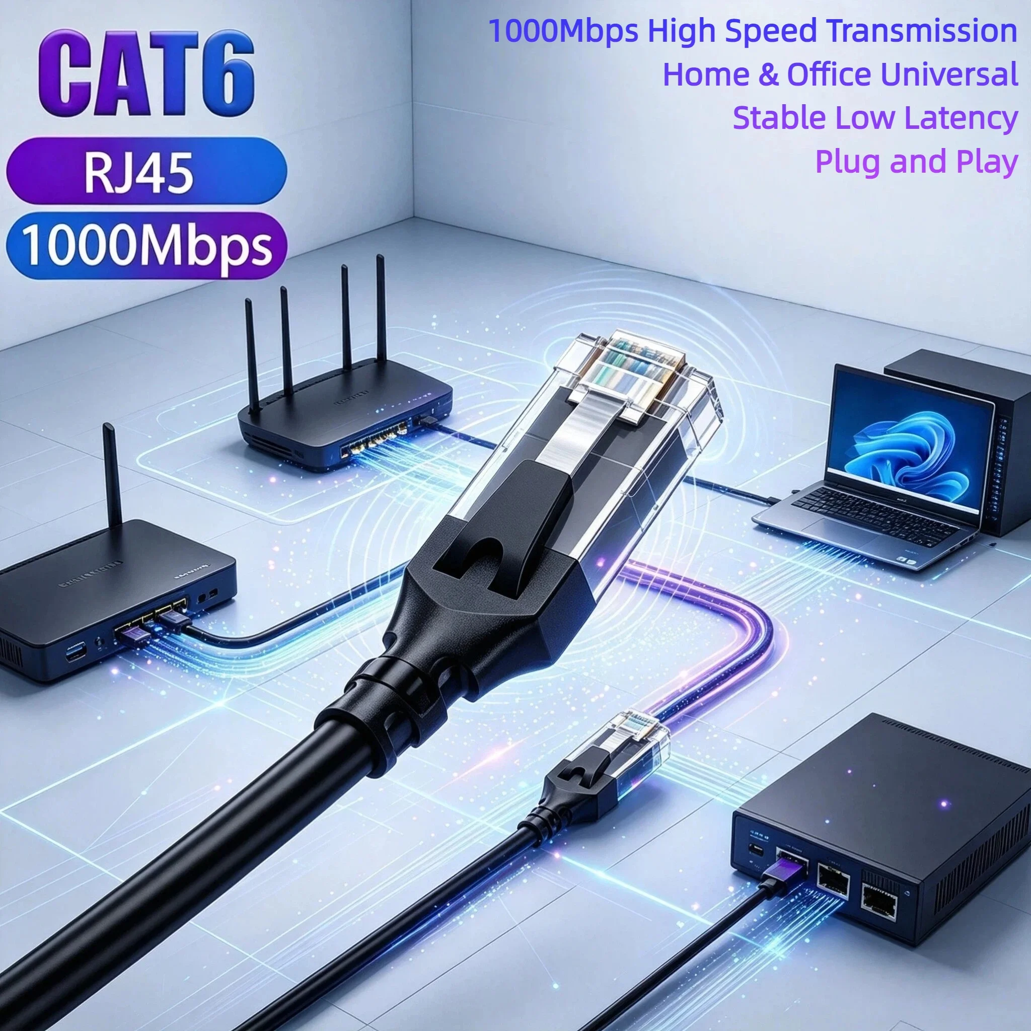 CAT6 Ethernet Cable RJ45 Network Cable 1000Mbps High Speed Patch Cord Oxygen Free Copper LAN Cable For Router PC PS4 PS5 Xbox