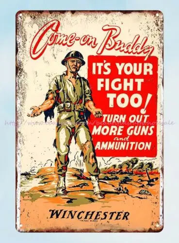 World War Posters winchester guns ammunition metal tin sign pub shop plaque