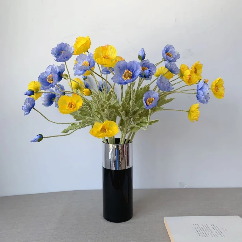 

20/25/30pcs Silk Fabric Beautiful Artificial Corn Poppy Flower of Bouquet Centerpieces Home Resturant Living Room Decoration
