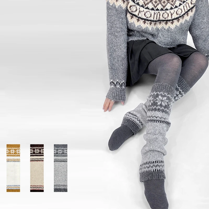 

Теплые вязаные носки Nordic Fer Island, рождественский стиль, вязаные носки, жаккардовые осенне-зимние женские чулки, теплые носки