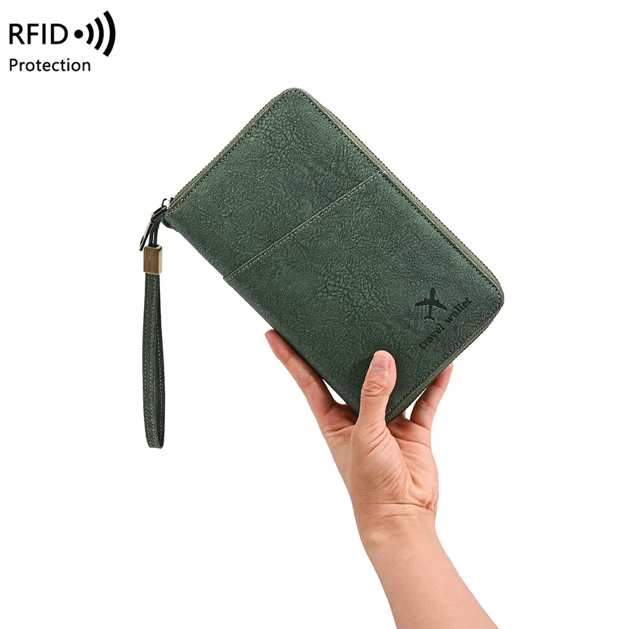 حافظة جوازات سفر مضادة لتقنية RFID متعددة الوظائف، منظم وثائق السفر، حقيبة تخزين التذاكر، محفظة لعدة جوازات سفر