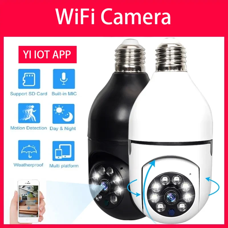 3MP IP Security Camera Smart Home E27 Bulb Wireless Wifi Video Night Vision Full Color Auto Tracking Surveillance CCTV Monitor