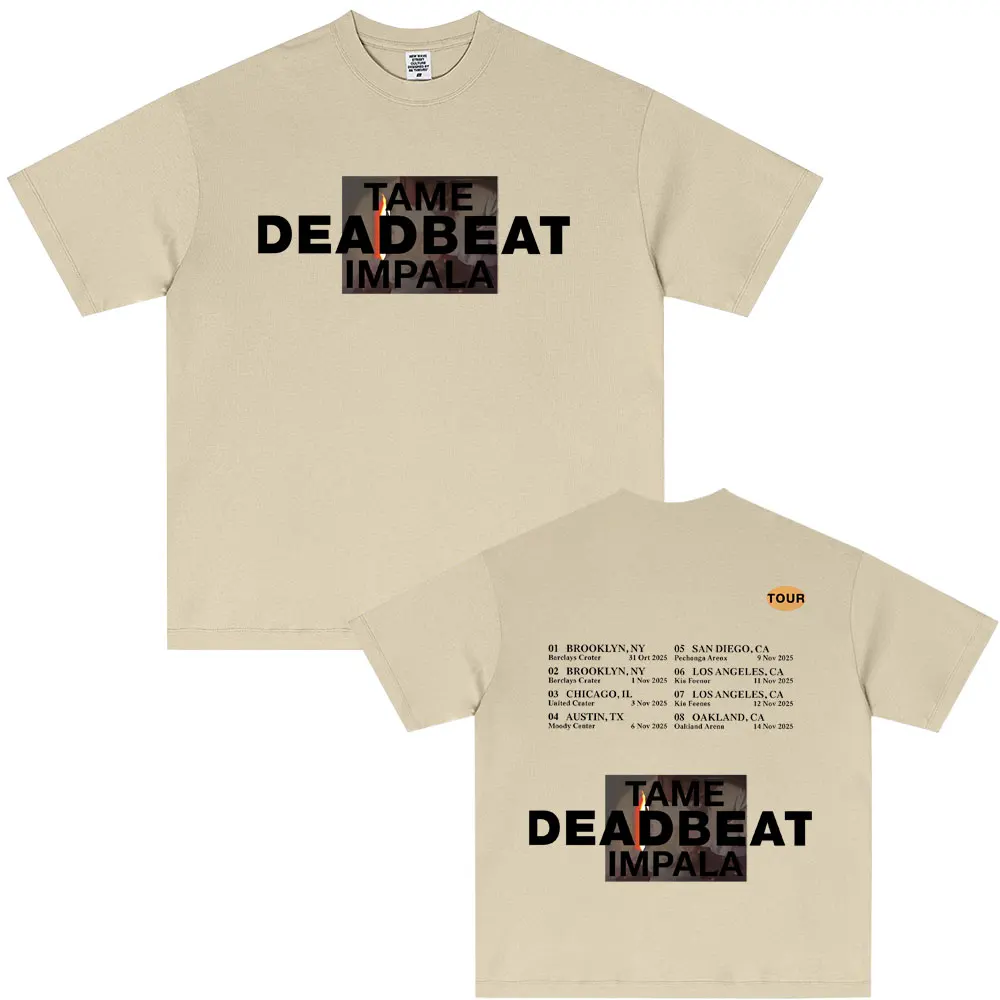 

Rock Band Tame Impala Deadbeat T-shirt Men Women Casual Vintage Cotton Short Sleeve T Shirts Unisex Gothic Oversized T-shirts