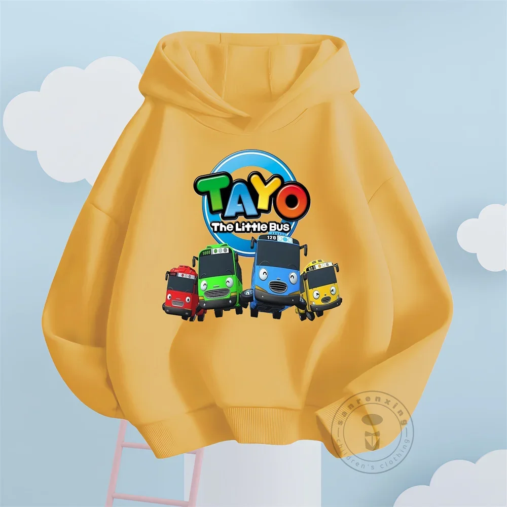 Fashion Kids Hoodies Cute Tayo And Little Friends Cartoon Graphic Printing Boys Girls Birthday Costume Children Sweatshirt Tops