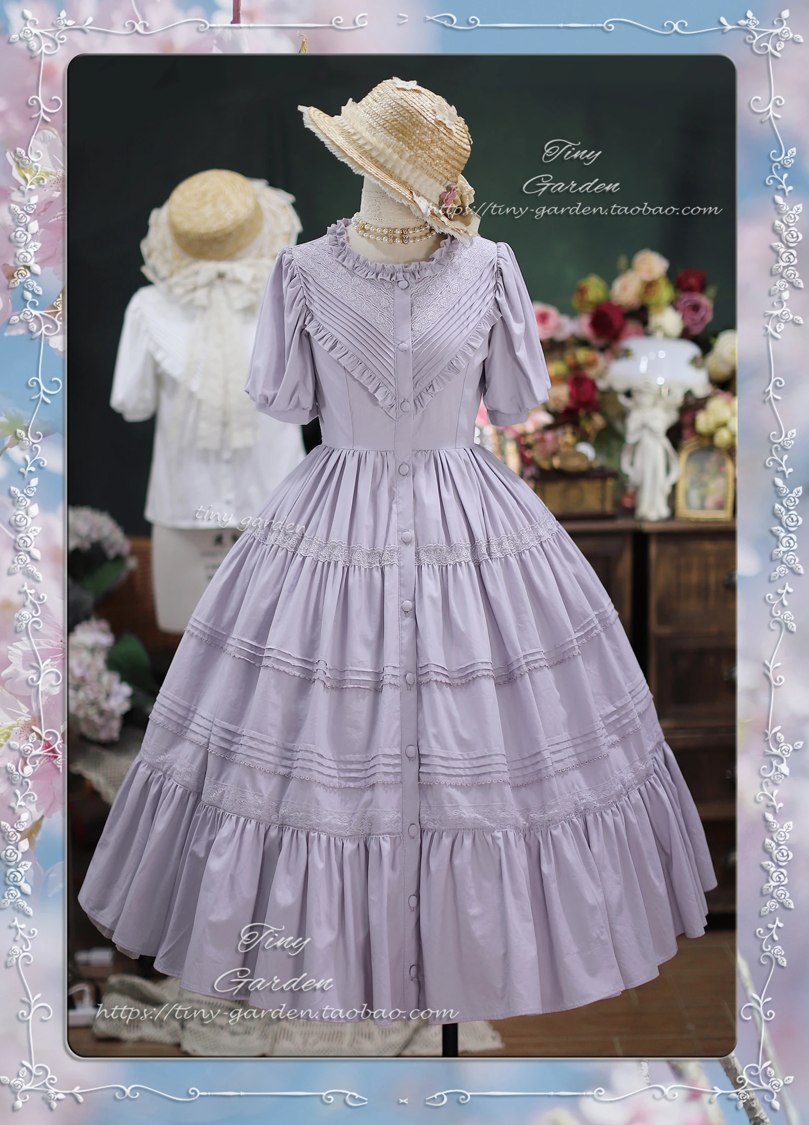 2024 Summer Elegant Cute Sweet Lolita Princess Dress Lace-up V-neck Single-Breasted High Waist Short Sleeve OP Dresses for Women