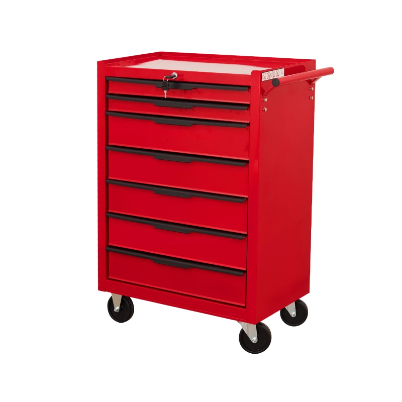 Cassetti anti-armadietto Chiave alta Lbs Rolling Tool Rolling Tool Cabinet Cassettiera per attrezzi con ruote a 7 cassetti, grande capacità