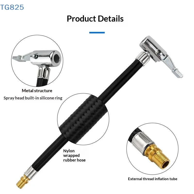 【AN】10/20/30cm Cannot Deflate Car Bike Motorcycle Car Tire Air Inflator Hose Inflatable Pump Extension Tube Adapter Connection