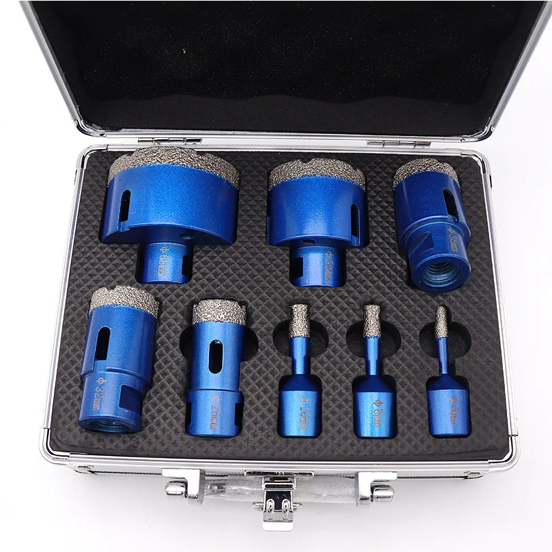 8Pcs M14 Diamond Hole Saw Drill Bit Set Vacuum Brazed Diamond Core Bits For Ceramic Tile Marble Granite Stone With Aluminum Tool