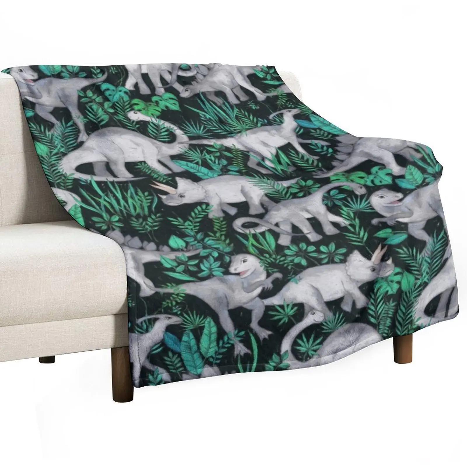 

Dinosaur Jungle Throw Blanket Beach Bed linens Plush valentine gift ideas Blankets