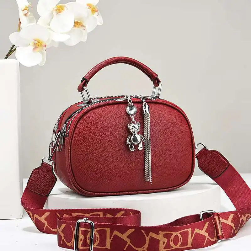 2024 ใหม่ผู้หญิงขนาดใหญ่ความจุ COMMUTER กระเป๋าสแควร์ขนาดเล็กรูปแบบลิ้นจี่หนังนุ่มปฏิบัติไหล่เดี่ยวเส้นทแยงมุม