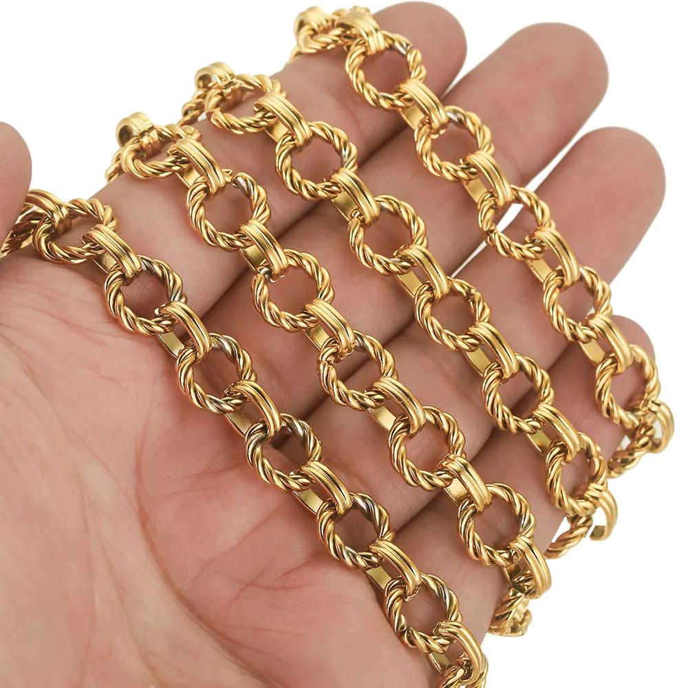 1 Meter Stainless Steel Large Heavy Chain Twist Ring Chunky Hip Hop Punk Link Chains DIY Jewelry Handmade Necklace Bracelet Bag