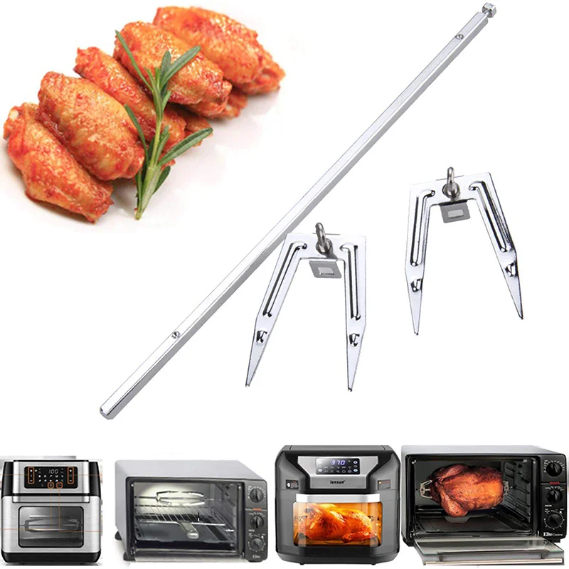 Stainless Steel Roast Rack Chicken Skewer Cook Oven and  Air Fryer Rotisserie Accessories BBQ Grilled Chicken Fork Camping Tools