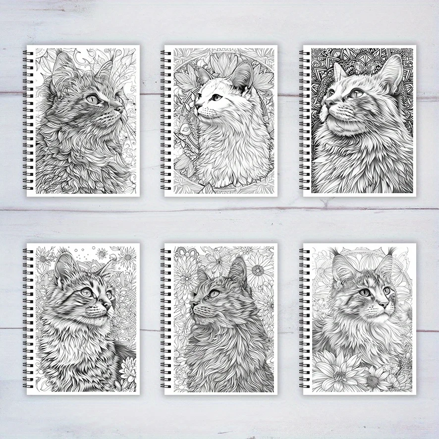 Hermoso libro para colorear con gatos, 8,3x 11,2 pulgadas, 32 páginas para relajación, alivio del estrés, regalo de regreso a la escuela, regalo familiar