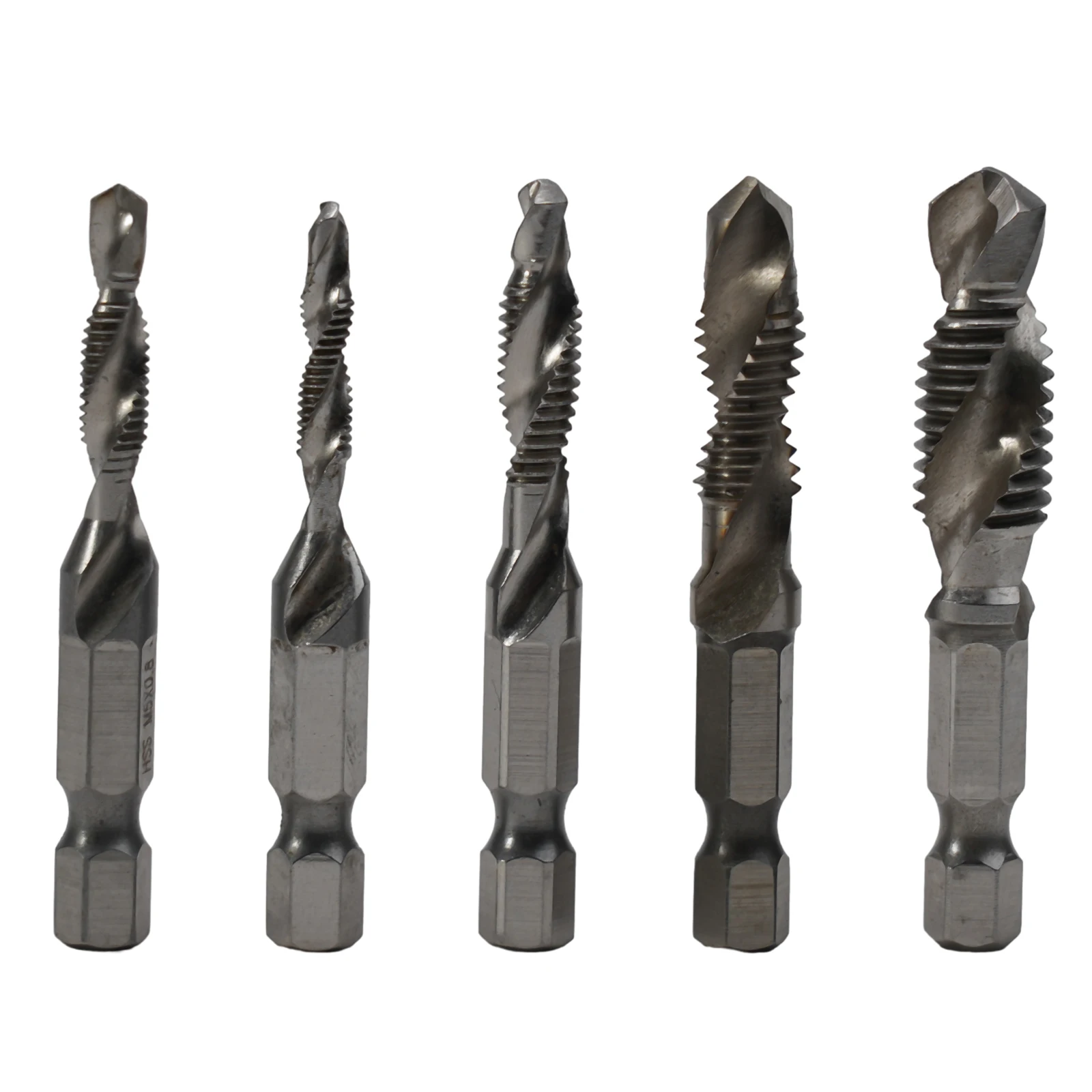 Multi Sized Tap Set for Different Threads 5pcs Tap Drill Bit Hex Shank HSS Threaded Bit Screw Machine Compound Tap