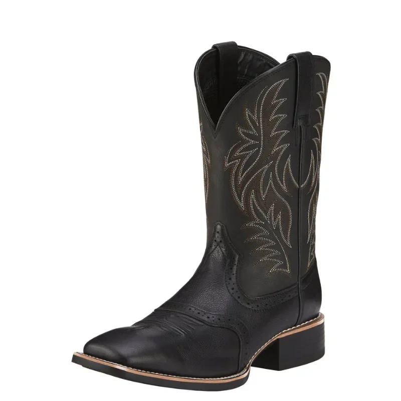 Men High Boots Embroidery Retro Handmade Mens Boots Western Cowboy Boot Pointed Toe Boots Hand Stitching Outdoor Men's Shoes view 4