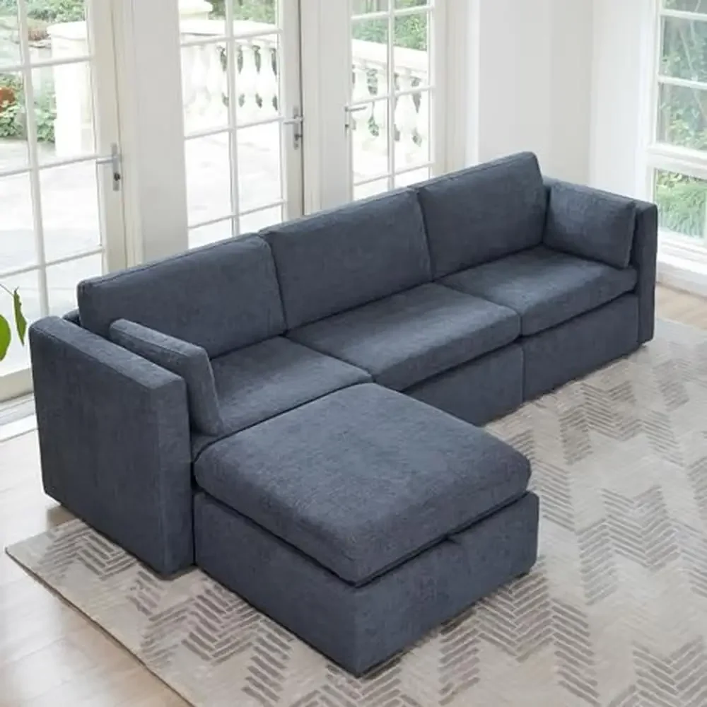 

Large Modular L-Shaped Couch Set with Reversible Chaise Oversized Fabric Sectional Sofa Modular Sectional with Extra Wide Seats