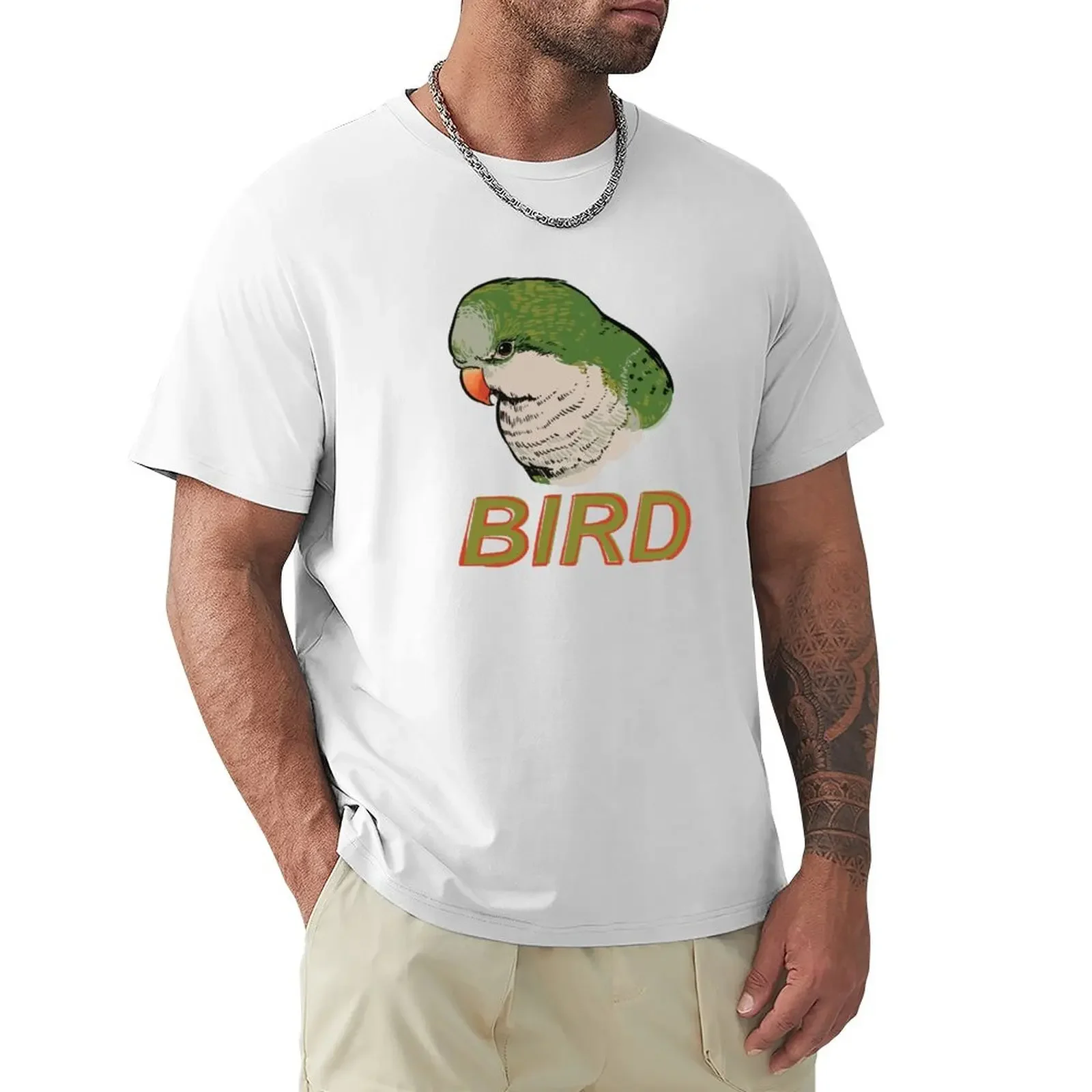 BIRD - Quaker Parrot (Green) T-Shirt sweat tops t shirt men manga vintage anime clothes tshirts for mens designer clothing style