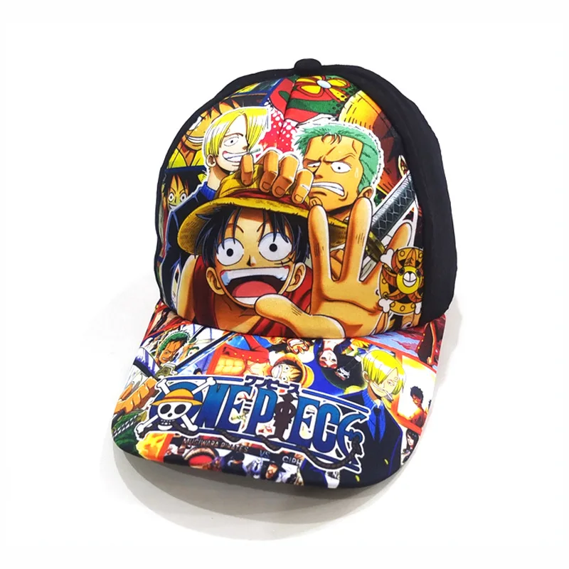 Jednoczęściowy sportowa czapka przeciwsłoneczna Anime Anime oddychająca czapka z daszkiem Luffy Roronoa Zoro regulowany wygodny czapki dla dzieci z szczytowym