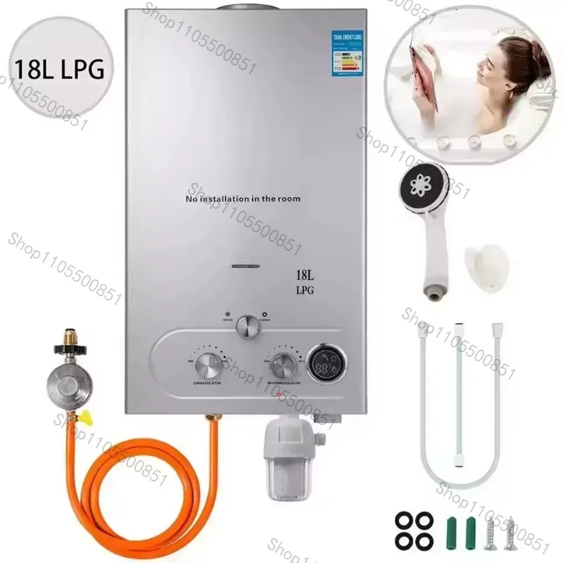 6L-18L Tankless Gas Water Heater - Instant Heating System for Home & Outdoor (LPG/NG Dual Fuel, Energy Saving Design）