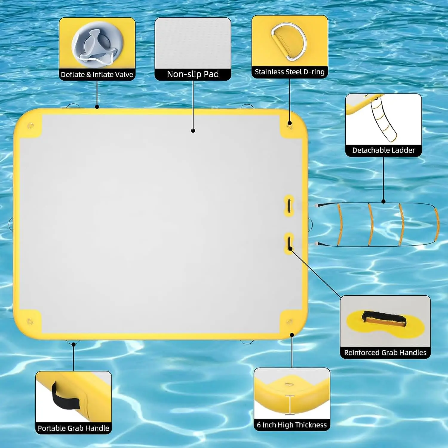 Aufblasbare schwimmende Dock plattform, aufblasbare Floß wasser unterlage Mehr personen luft schwimmende Inseln Matte für See Pool Strand Ozean