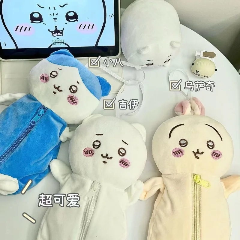 

New Kawaii Sanrio Chiikawa Plush Pen Case Japanese Large-capacity Stationery Bag Girl Cartoon Storage Bag Children's Gift
