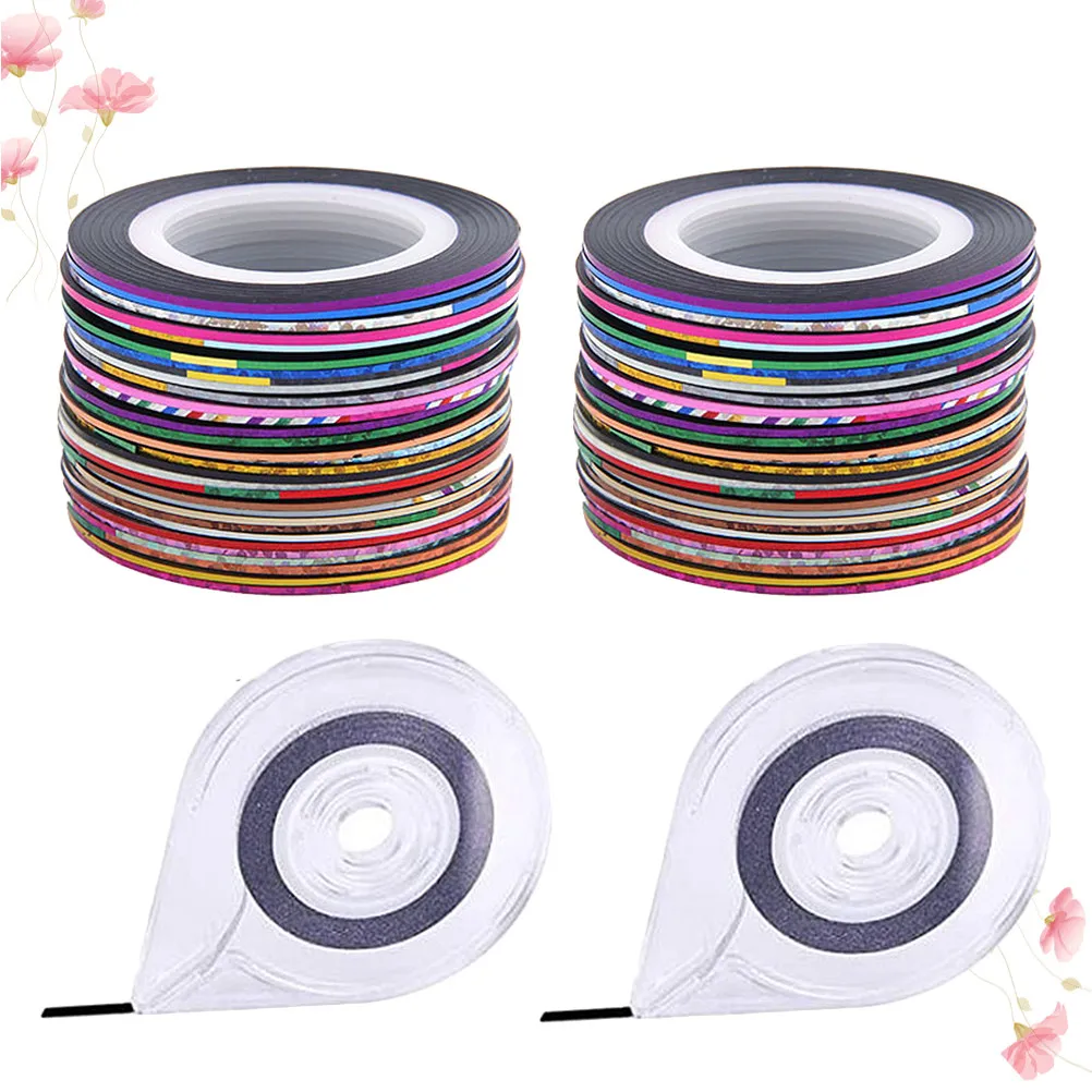 2Sets 30 Rolls Stripe Effect Nail Art Tape Line Adhesive Sticker for Professional Manicurist Home DIY Nail Decoration Design