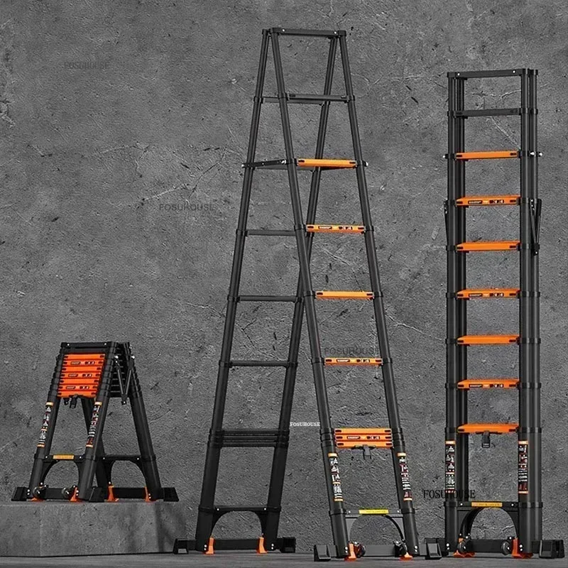 Escalera Plegable Portátil de Aluminio, Escaleras Telescópicas Europeas para el Hogar, Muebles de Cocina de Lujo, Escaleras de Ingeniería para Elevación