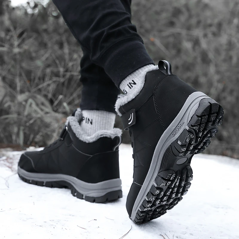 2024 Waterproof Winter Men Women Sneakers Original Leather Warm Snow Boots Men Work Casual Shoes High-top Non-slip Ankle Boots