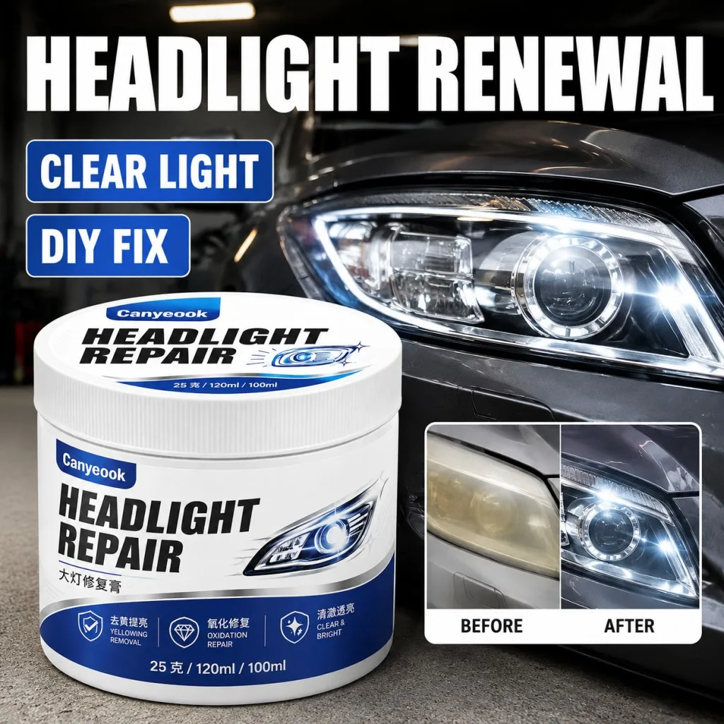 CANYEOOK Headlight Restoration Liquid 150ml DIY Remove Yellow Haze Oxidation Restore Clarity for Car Truck Motorcycle Lens