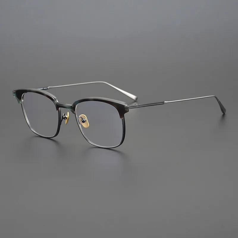 

Handmade Eyeglasses Retro Japanese Square Frame Pure Titanium Glasses Men Myopia Full Rim Casual Ultra Light Eyewear Designer