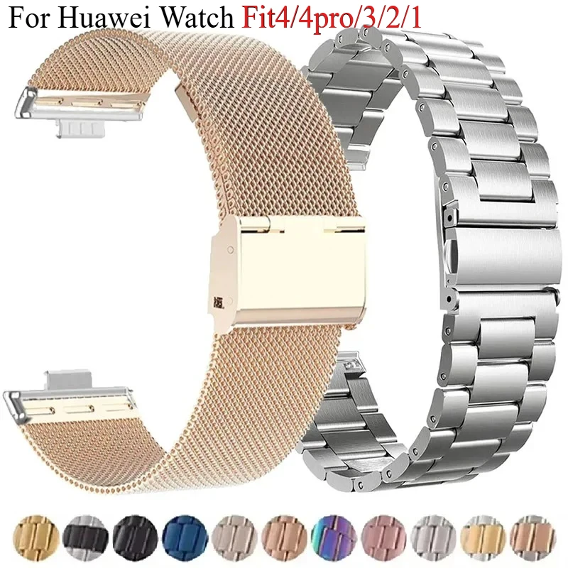 Stainless Steel Strap For Huawei Watch Fit 4/4PRO/3 Bracelet Correa Men Women Band Metal Watchband For Huawei Fit2/1 Accessories