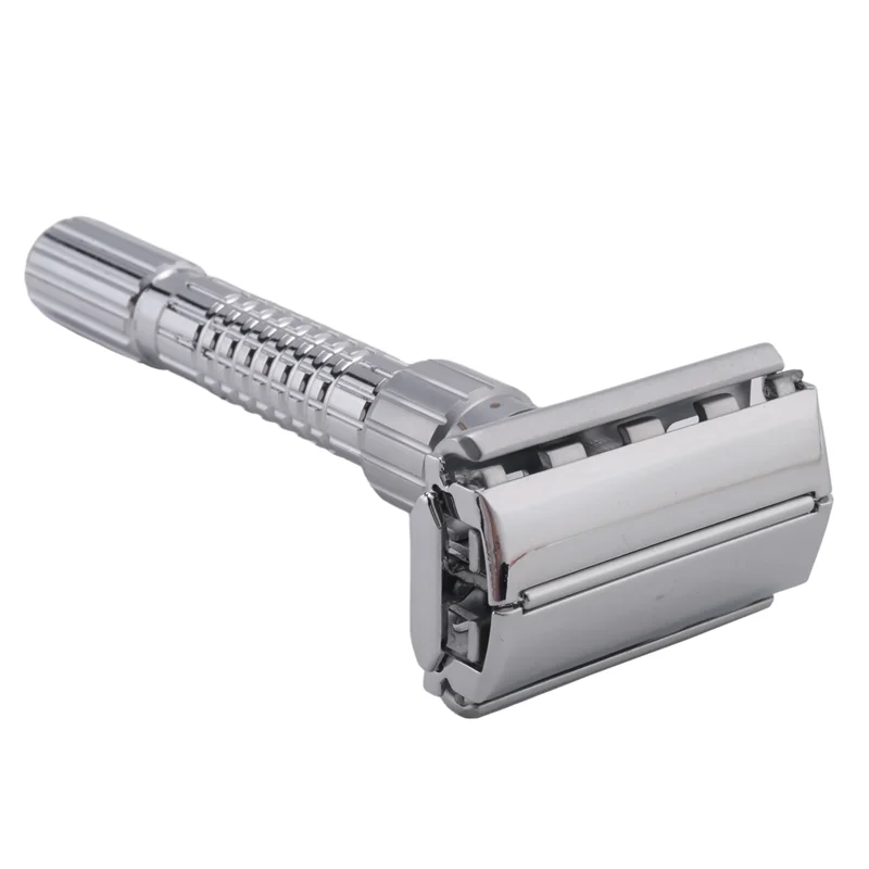 AB47-New ajustável borda dupla navalha clássico masculino barbear lâminas de segurança liga zinco manual barbeador com caixa viagem