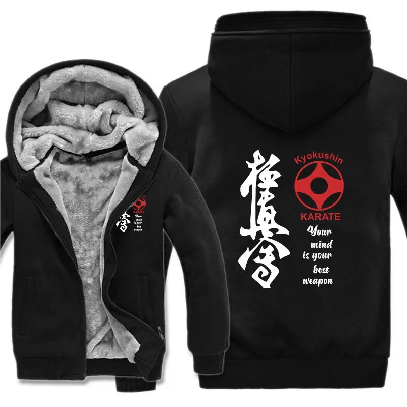 Kyokushin Karate Masutatsu Oyama Japan Hoodies Men Thick Fleece New Printed Kyokushinkai Kyokushin Sweatshirt Warm Jacket Coat