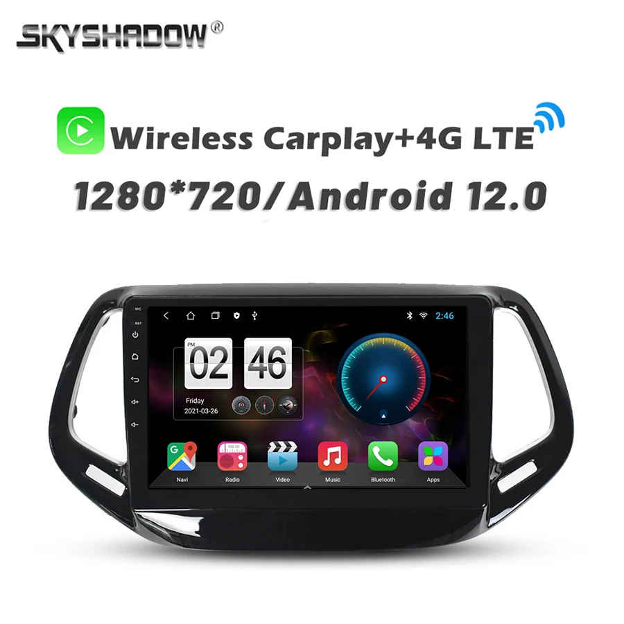 

720P 360 Camera 4G SIM Carplay Auto 8G+256G Android 14.0 Car DVD Player GPS Map WIFI Bluetooth Radio For Jeep Compass 2016 -2018
