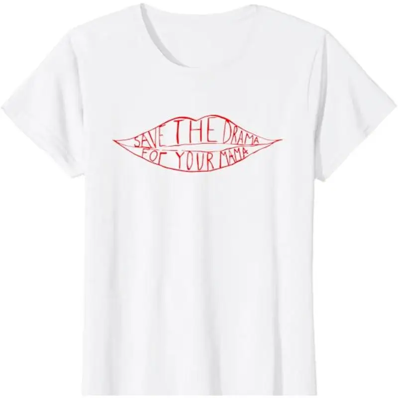 

Save The Drama for Your Mama Printed Cotton Blend Tshirt for Women White Gif