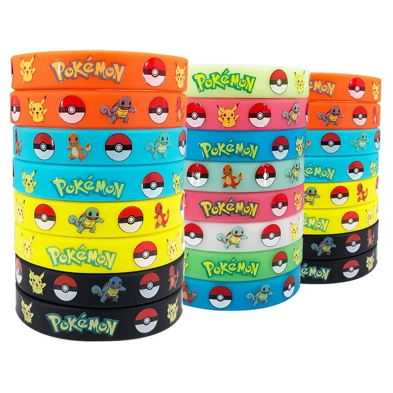 Pokemon Bracelet Anime Pocket Pikachu Noctilucent Cartoon Silicone Wristband Bracelets Party Gifts Cosplay Accessoires Toys