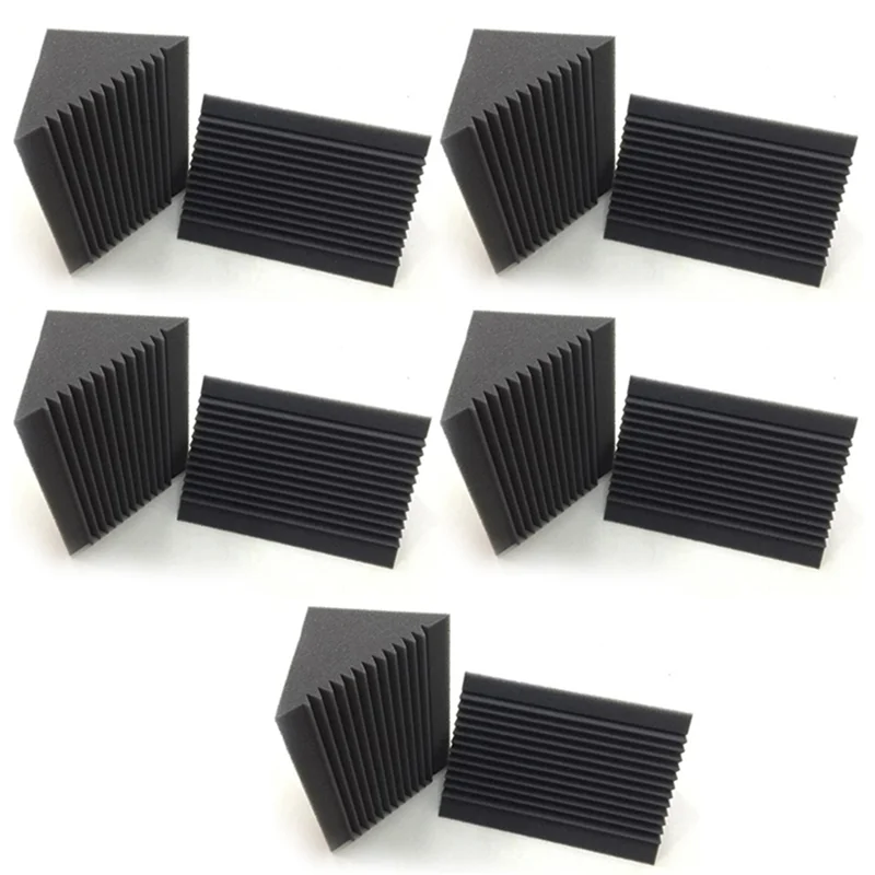 

30 PCS Acoustic Foam Charcoal/Black Bass Trap Sound Absorption Studio Soundproofing Corner Wall 12 x 12 x 24 cm