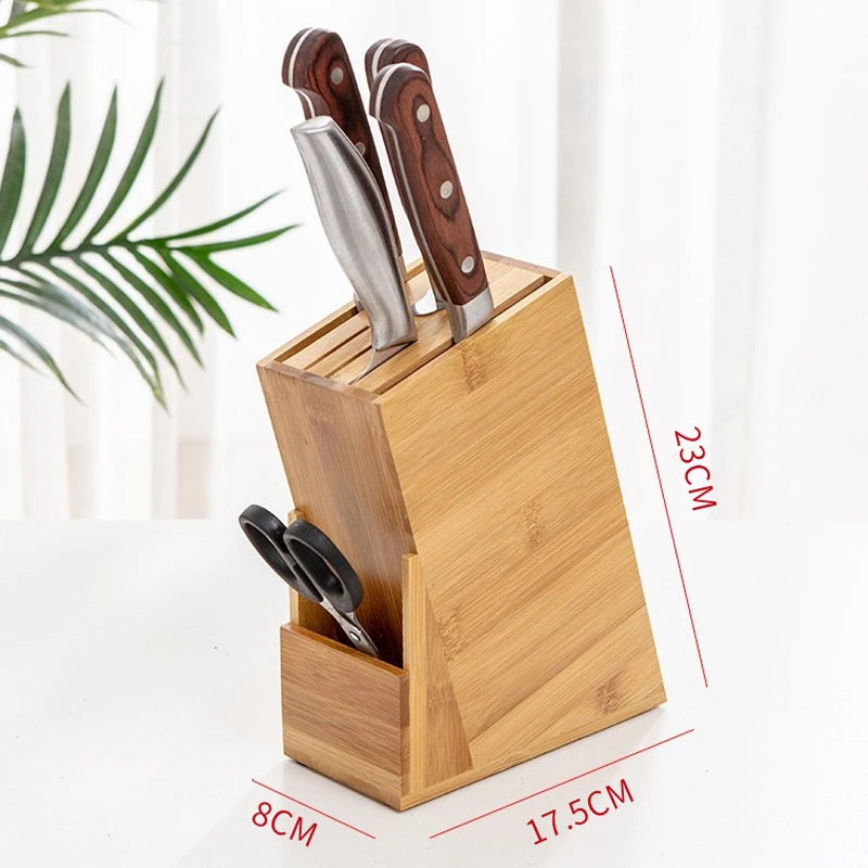 Bamboo Knife Holder Multifunctional Knife Block Stand Knives Storage Shelf Rack Storage Organizer Kitchen Accessories