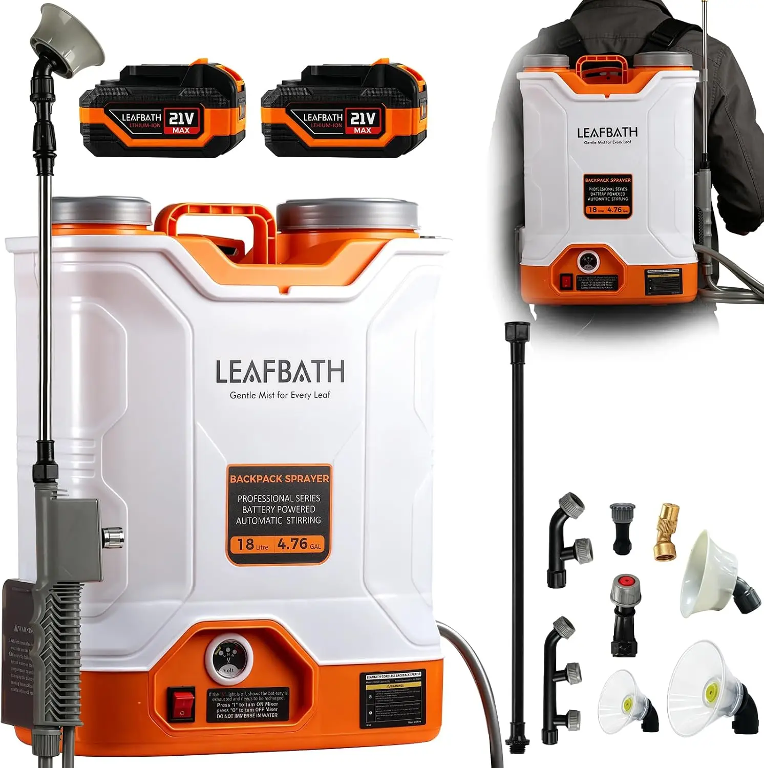 Gallon Backpack Sprayer Battery Powered 476 Electric 21V Dual Batteries 0 120 PSI 8 Nozzles 2 Spray Wands Auto Mixing Goggles Gl