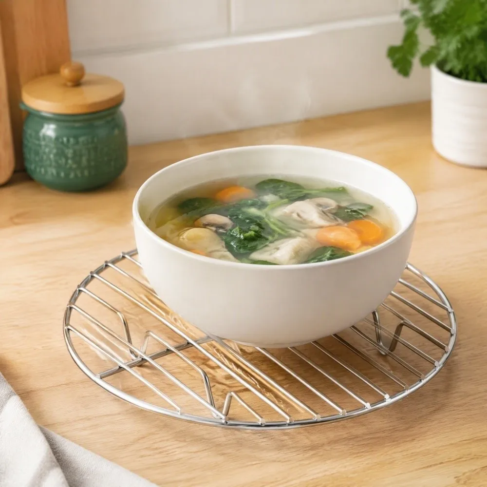 Stainless Steel Steaming Rack Anti Burn Anti Stick Steamer Tray Water Separated Round Wire Rack Steaming Vegetables Meat Buns