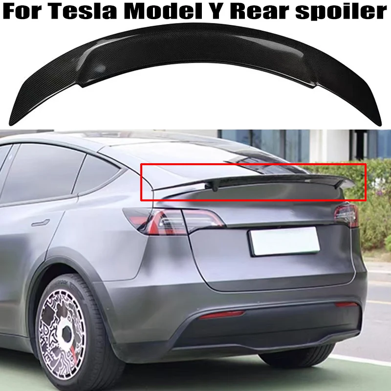 

For Tesla Model Y spoiler 2020 2021 2022 2023 RT Style High Quality Carbon fibre/FRP Car Rear trunk cover wings spoiler Airfoil