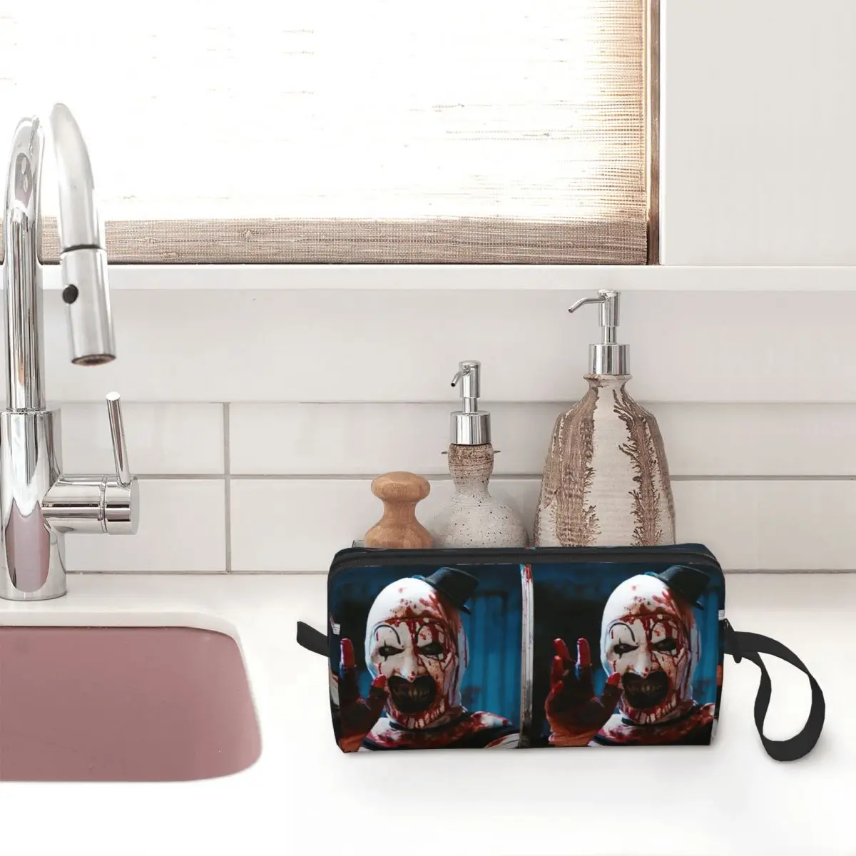 Terrifier 2 Makeup Bag Cosmetic Organizer Storage Dopp Kit Toiletry Cosmetic Bag for Women Beauty Travel Pencil Case
