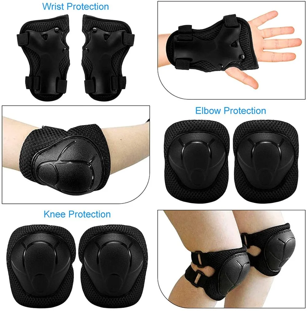 6PCS Kids Sports Protection Set  Adjustable Knee Elbow Wrist Pads for 3-7 Year Old Children, Roller Skating, Skating, Cycling