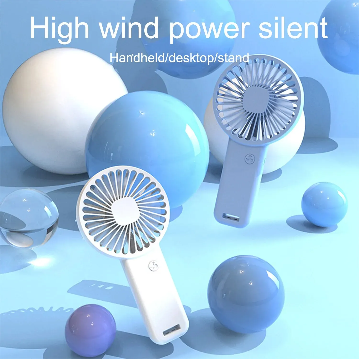 Minimalist Handheld Fan Lightweight 3 Wind Speeds Mini Fan Rechargeable Long-lasting Stand Fan for Daily Use