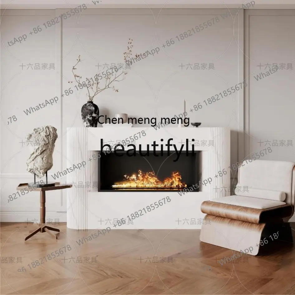 D178 Silent Wind Fireplace Cabinet American Style Solid Wood Simple Fireplace Stand European Style Modern Entryway Storage Rack