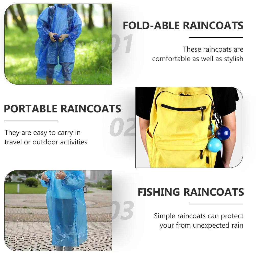 

4 pcs Portable Waterproof Raincoats for Adults Foldable Disposable Ponchos Adult Size Travel Outdoor Activities